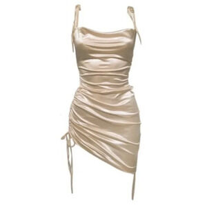 NWT LEAU Cabo Satin Mini Dress Champagne-sz XL